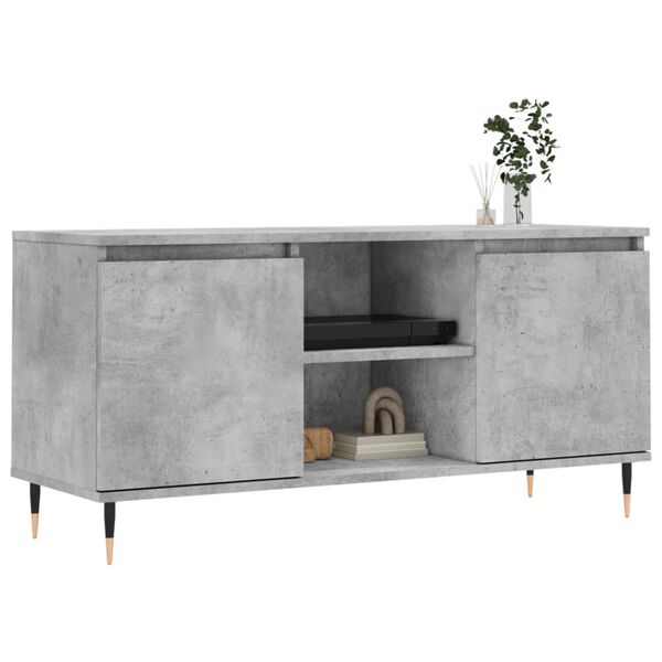 vidaXL TV Cabinet Concrete Grey Engineered Wood, Iron Medium TV Cabinet