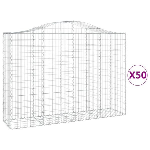 vidaXL Gabion Basket Set of 50 Silver Galvanized iron Large