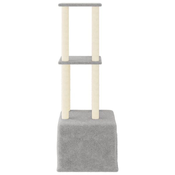 vidaXL Cat Tree Light grey Engineered wood, plush, sisal 52.6 in Modern