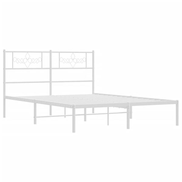 vidaXL Bed Frame White Tough Powder-Coated Steel Full Bed Frame