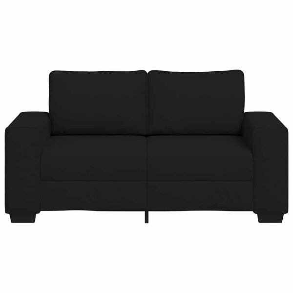vidaXL 2-Seater Sofa Black Polyester Fabric, Metal, Wood Medium Modular