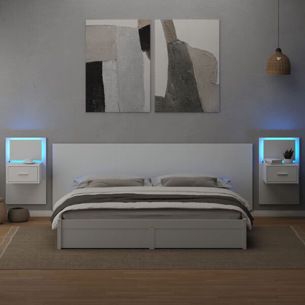 vidaXL Bed Headboard With Cabinet White Engineered wood Large