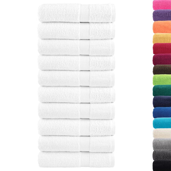 vidaXL Shower Towel Set of 10 White 100% cotton 27.6 x 55.1 in