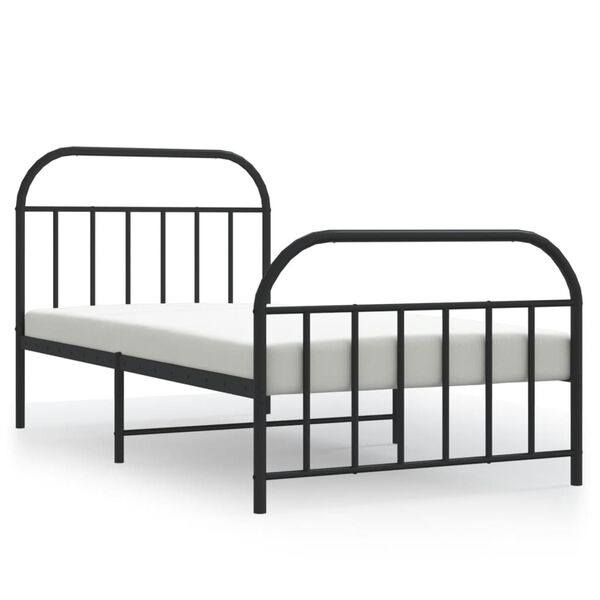 vidaXL Bed Frame Black Powder-Coated Steel Twin Bed Frame Rectangular