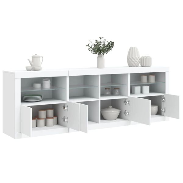 vidaXL Sideboard White Engineered wood, glass Large Sideboard