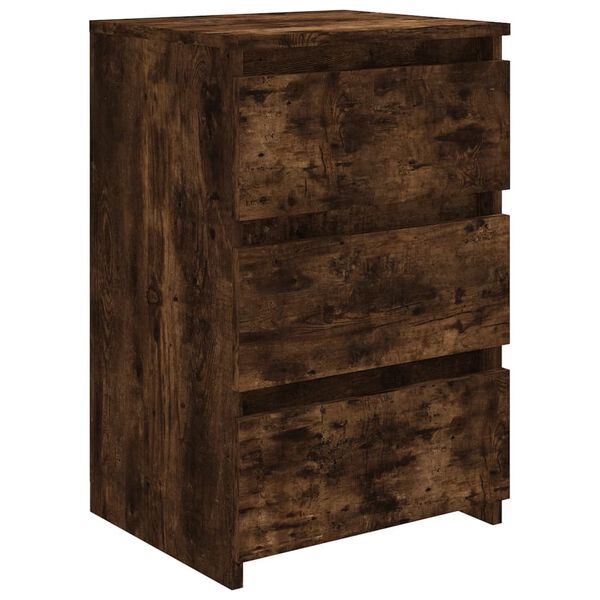 vidaXL Bed Cabinet Smoked Oak Engineered Wood 15.7x13.8x24.6 in