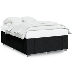 vidaXL Bed Frame Black Polyester, plywood, engineered wood, solid pine wood