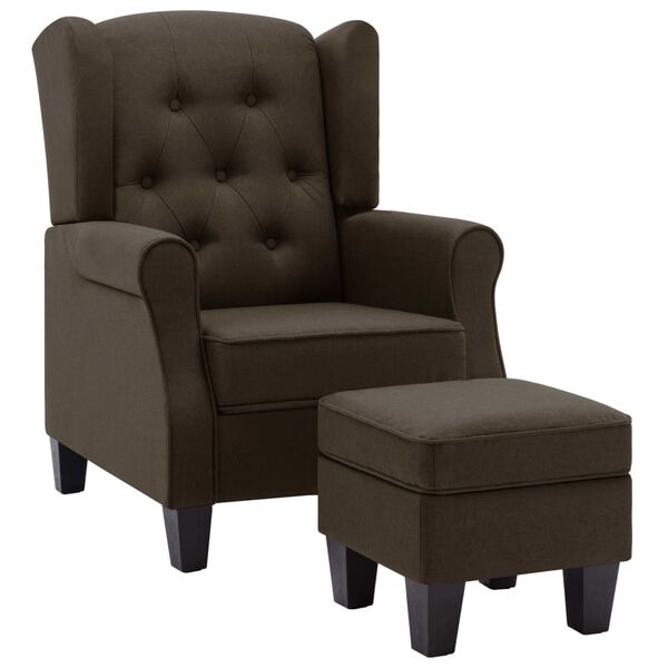 vidaXL Armchair Brown Polyester Fabric, Plywood, Plastic Standard Modern