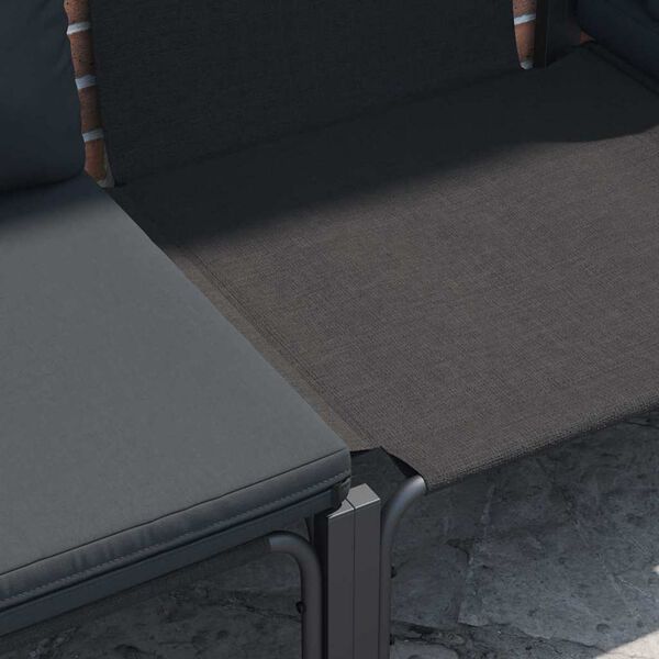 vidaXL Garden Sofa Set with Cushion 9 pcs Black Steel