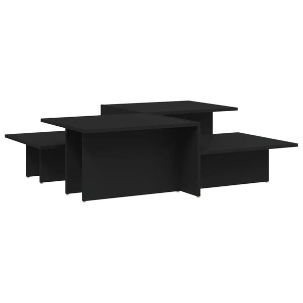 vidaXL Coffee Table Set of 2 Black Engineered wood Standard Durable
