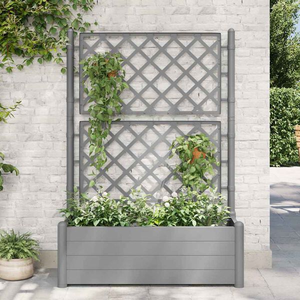 vidaXL Garden Planter Stone Grey Polypropylene Medium