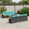 vidaXL 9 Piece Patio Sofa Set with Cushions Black Poly Rattan (US only)