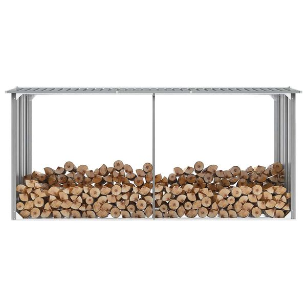 vidaXL Garden Log Storage Shed Galvanized Steel 129.9"x36.2"x60.2" Gray