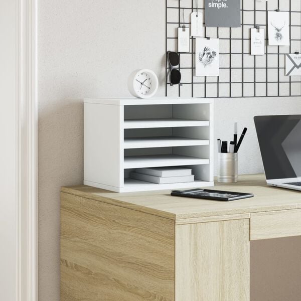 vidaXL Desk Organiser White 14.2x10.2x11.6" Engineered Wood