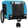 vidaXL Pet Bike Trailer Blue and Black Oxford Fabric, Iron, PVC Small