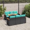 vidaXL 7 Piece Patio Sofa Set with Cushions Black Poly Rattan