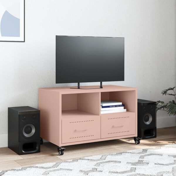 vidaXL TV Cabinet Pink Cold-rolled steel 26.8 x 15.4 x 17.1 in Storage