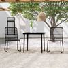 vidaXL Dining Set Black PE rattan, powder-coated steel, glass Medium