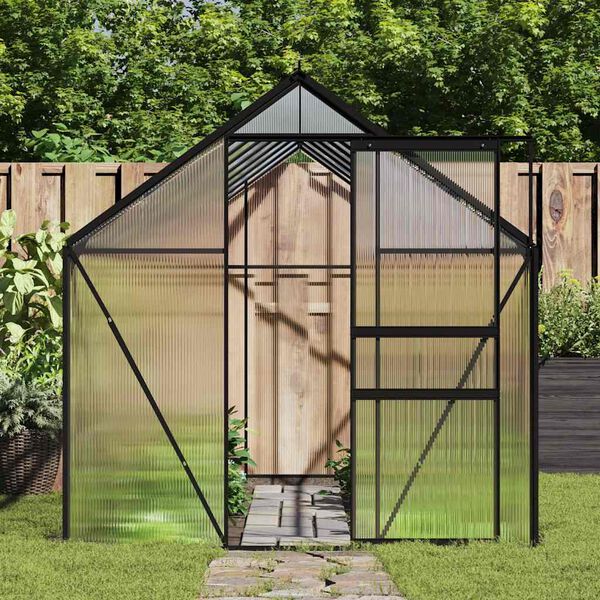 vidaXL Greenhouse Anthracite with clear panels Aluminum, Polycarbonate