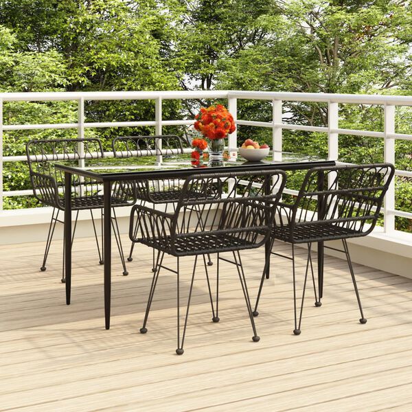 vidaXL Garden Dining Set Black Powder-coated steel Medium Durable