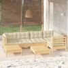 vidaXL Garden Lounge Set Cream Solid pinewood, fabric (100% polyester)