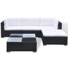 vidaXL Garden Sofa Black, Cream White PE Rattan Medium Garden Sofa
