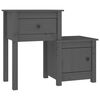 vidaXL Bedside Cabinet Set of 2 Grey Solid Pine Wood Standard