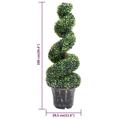vidaXL Artificial Boxwood Spiral Plant with Pot Green 39.4"