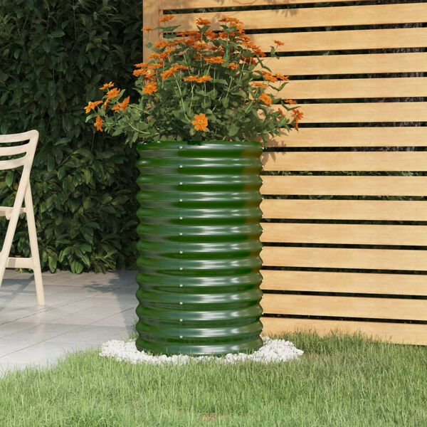 vidaXL Garden Planter Green Powder-coated steel Large Storage