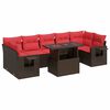 vidaXL 8 Piece Patio Sofa Set with Cushions Brown Poly Rattan Acacia