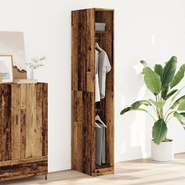 vidaXL Wardrobe Old wood Engineered wood Compact Wardrobe Rectangular