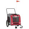 vidaXL Pet Bike Trailer Red and grey Oxford fabric, iron, PVC Small