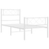 vidaXL Metal Bed Frame White Steel Twin Bed Frame Rectangular Modern
