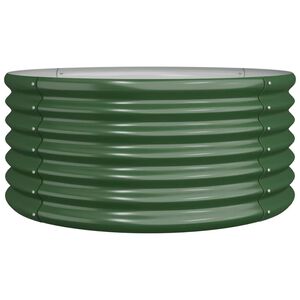 vidaXL Garden Planter Green Powder-coated steel 31.5 in wide, 14.2 in tall