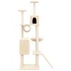 vidaXL Cat Tree Cream Engineered wood, plush, sisal 66.1 in tall Durable