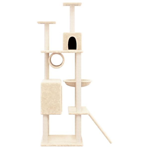 vidaXL Cat Tree Cream Engineered wood, plush, sisal 66.1 in tall Durable