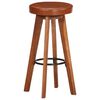 vidaXL Bar Chair Set of 2 Natural wood, Brown leather