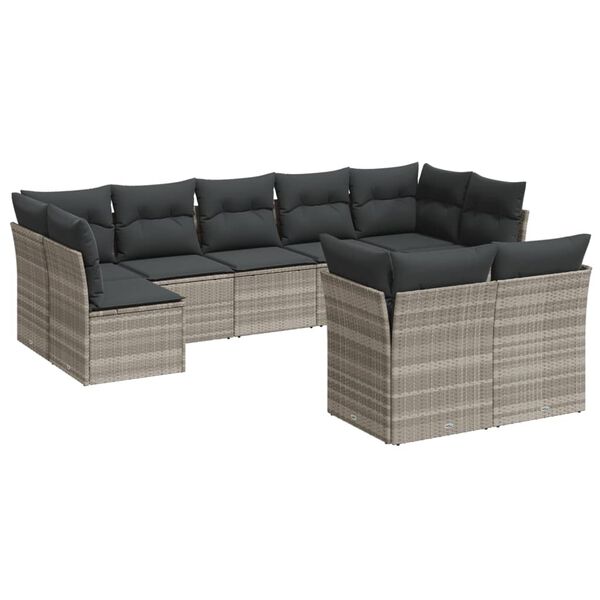vidaXL Garden Sofa Set Light Grey PE Rattan Large Modular