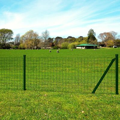 vidaXL Euro Fence Steel 82ftx3.3ft Green