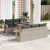 vidaXL Garden Sofa Set Light Grey PE Rattan Large Adjustable Armrests