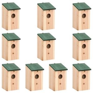 vidaXL Bird House Set of 10 Wood Solid Firwood Small Hanging mounting