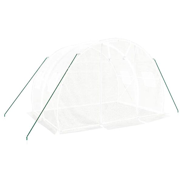 vidaXL Greenhouse White Polyethylene, Galvanized steel Large