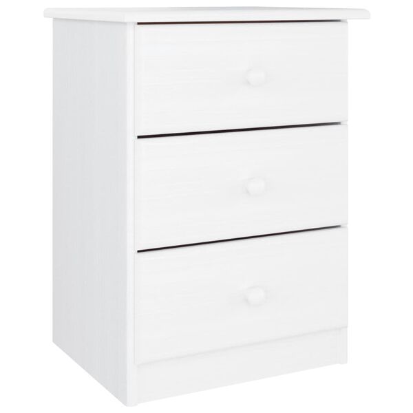 vidaXL Bedside Cabinet White Solid pine wood 16.1x13.8x21.9 in