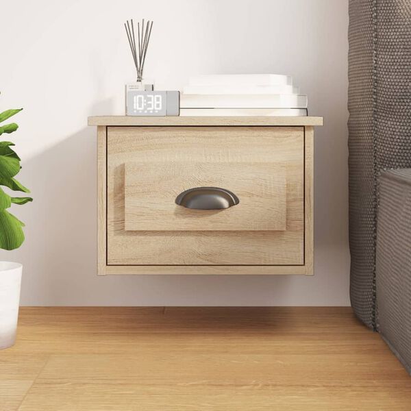 vidaXL Wall-mounted Bedside Cabinet Sonoma Oak Engineered Wood