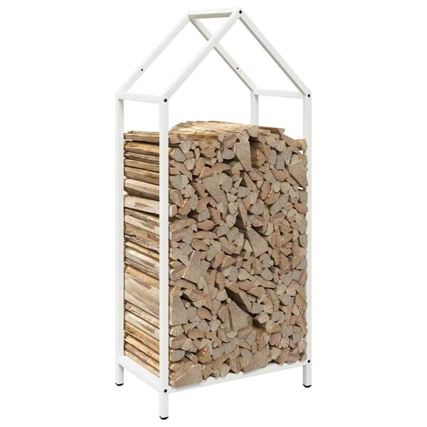 vidaXL Firewood Rack White 15.7x9.8x35.4" Cold-rolled steel