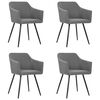 vidaXL Dining Chair Set of 4 Light Grey Fabric (100% polyester), metal