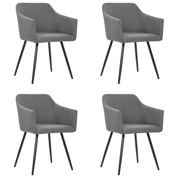 vidaXL Dining Chair Set of 4 Light Grey Fabric (100% polyester), metal