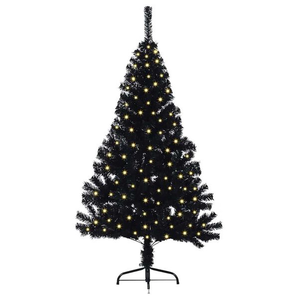 vidaXL Artificial Pre-lit Christmas Tree with 150 LEDs Black 59.1" PVC