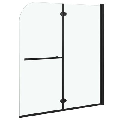 vidaXL Folding Shower Enclosure 2 Panels ESG 47.2"x55.1" Black