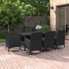 vidaXL Garden Dining Set Black Poly Rattan, Steel, Glass Large